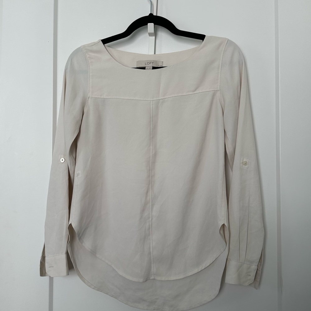 Loft White Long Sleeve Blouse